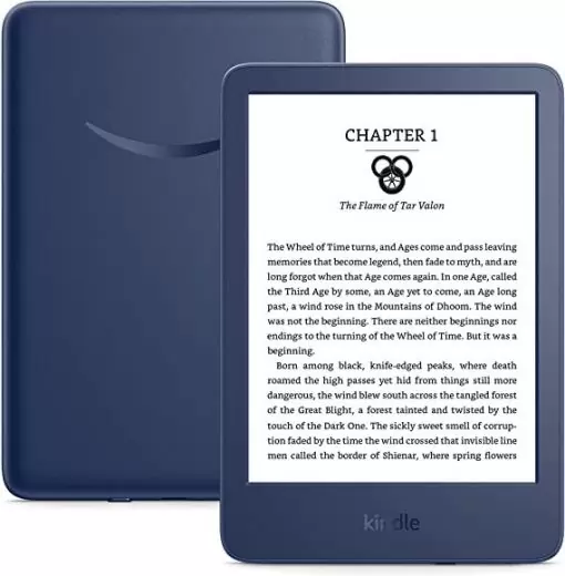 The Front of the Kindle E-reader Blue